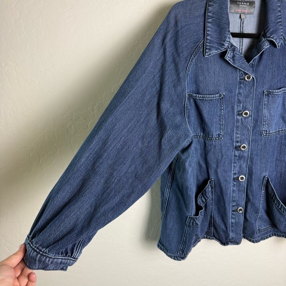Torrid Tencel Chore Jacket 2X 19712966 Denim Jacket Jean Jacket - Picture 14 of 15